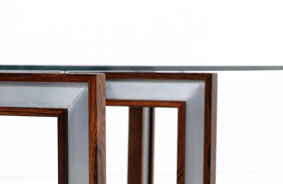 Henning Korch Danish Modern Rosewood Steel Coffee Table by Henning Korch
