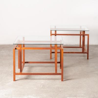Henning Norgaard for Komfort Mobler Architectural Teak and Glass Side Tables