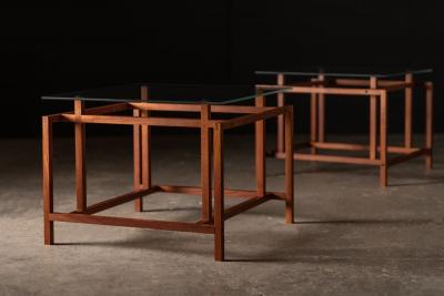 Henning Norgaard for Komfort Mobler Architectural Teak and Glass Side Tables