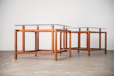 Henning Norgaard for Komfort Mobler Architectural Teak and Glass Side Tables