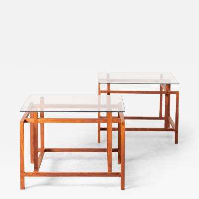 Henning Norgaard for Komfort Mobler Architectural Teak and Glass Side Tables