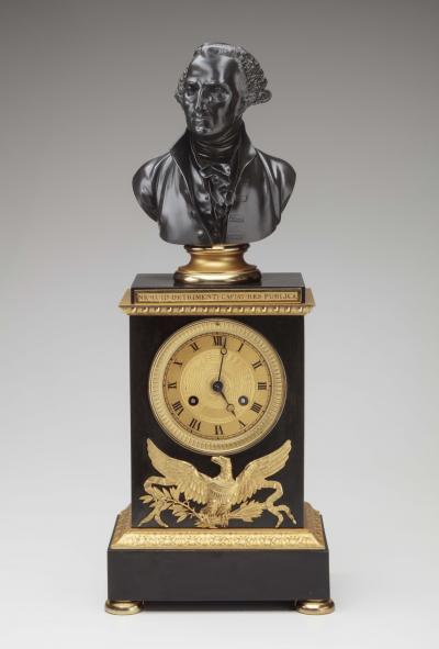 Henri Alexandre Peupin Bronze Mantle Clock with the bust of George Washington