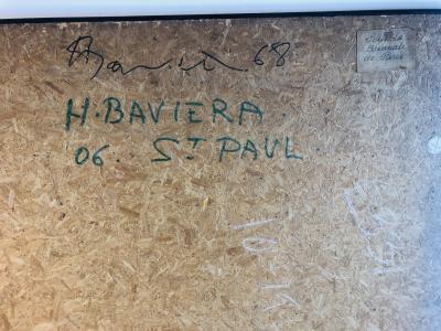 Henri Baviera STRIKING MODERNIST ABSTRACT PAINTING TITLED SEISME BY HENRI BAVIERA