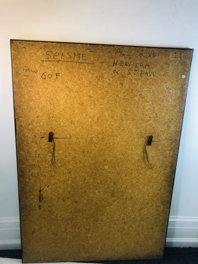 Henri Baviera STRIKING MODERNIST ABSTRACT PAINTING TITLED SEISME BY HENRI BAVIERA