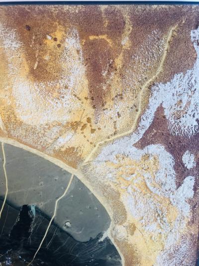 Henri Baviera STRIKING MODERNIST ABSTRACT PAINTING TITLED SEISME BY HENRI BAVIERA