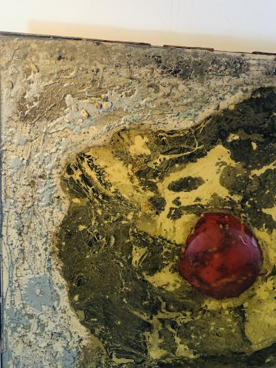 Henri Baviera UNUSUAL ILLUMINATED ABSTRACT MODERNIST PAINTING BY HENRI BAVIERA