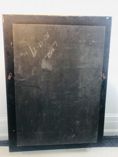 Henri Baviera UNUSUAL ILLUMINATED ABSTRACT MODERNIST PAINTING BY HENRI BAVIERA