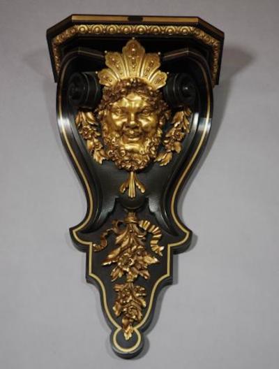 Henri Dasson 19thc ormolu ebonised wall bracket attributed to Henri Dasson