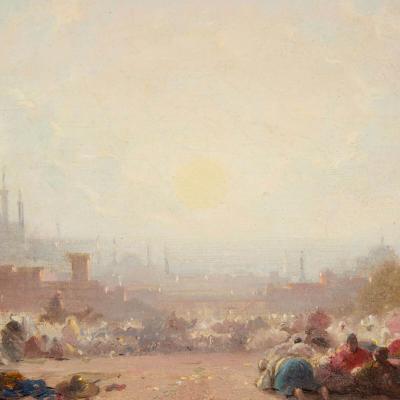 Henri Duvieux Henri Duvieux French Orientalist Oil Painting Morning View Hagia Sophia Turkey