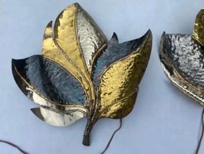 Henri Fernandez 1970 Pair Of Sconces In Silvered And Patinated Brass Fernandez Isabelle Faure