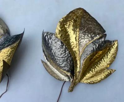 Henri Fernandez 1970 Pair Of Sconces In Silvered And Patinated Brass Fernandez Isabelle Faure