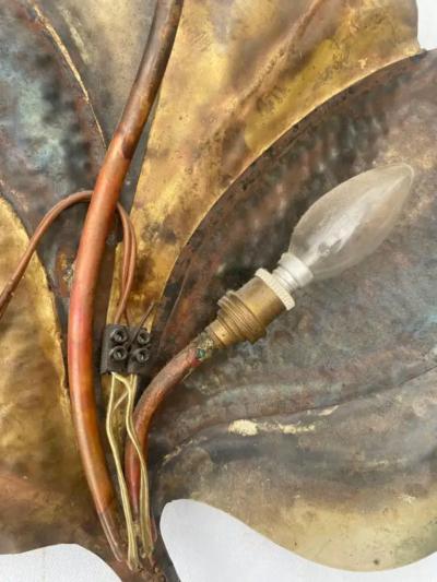 Henri Fernandez 1970 Pair Of Sconces In Silvered And Patinated Brass Fernandez Isabelle Faure