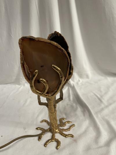 Henri Fernandez 1980s Bronze and agates table lamp by Henri Fernandez
