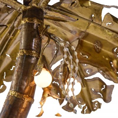 Henri Fernandez Henri Fernandez Brutalist Grande Palma Brass Palm Tree Sculpture Lamp