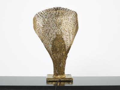 Henri Fernandez Henri Fernandez brass agate stone table lamp Nefertiti 1970s