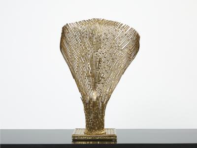 Henri Fernandez Henri Fernandez brass agate stone table lamp Nefertiti 1970s