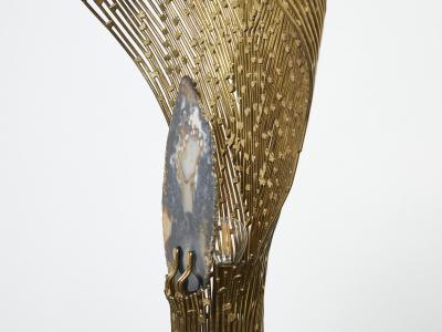 Henri Fernandez Henri Fernandez brass agate stone table lamp Nefertiti 1970s