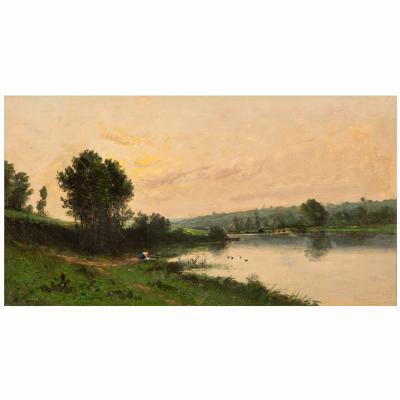 Henri Francois Perret Washing by the River Henri Francois Perret