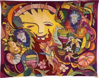 Henri Gineste Drunk Sun Aubusson Tapestry