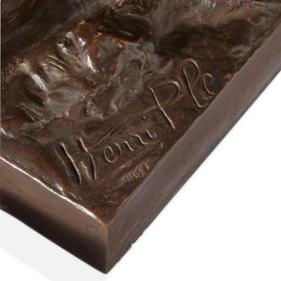 Henri Honor Pl Patinated bronze sculpture of a man and his son by Henri Pl 