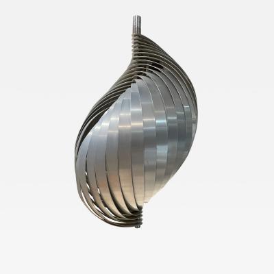 Henri Mathieu French Twist Ceiling Pendant Lamp Henri Mathieu FRANCE 1970s in Aluminum Spiral