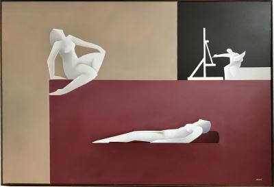 Henri Morez Oil on canvas by Henri Morez Paris France circa 1979