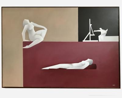 Henri Morez Oil on canvas by Henri Morez Paris France circa 1979
