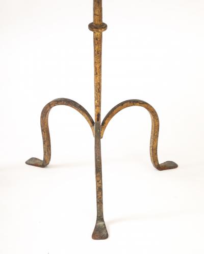 Henri Pouenat Henri Pouenat Pair Wrought Iron Tables Gold Leaf Model Dani France c 1980