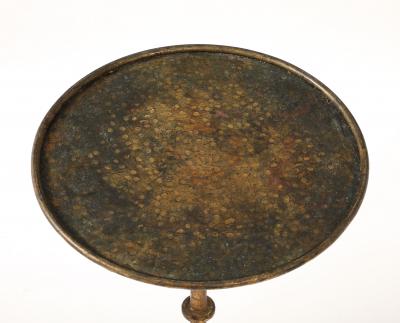 Henri Pouenat Henri Pouenat Pair Wrought Iron Tables Gold Leaf Model Dani France c 1980