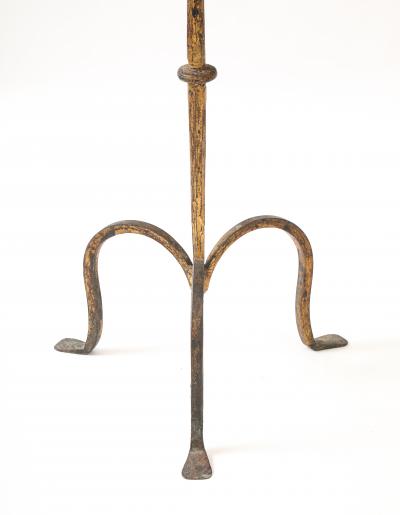 Henri Pouenat Henri Pouenat Pair Wrought Iron Tables Gold Leaf Model Dani France c 1980