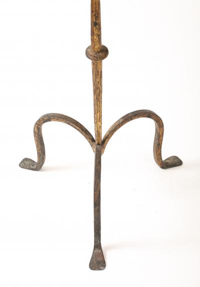 Henri Pouenat Henri Pouenat Pair Wrought Iron Tables Gold Leaf Model Dani France c 1980