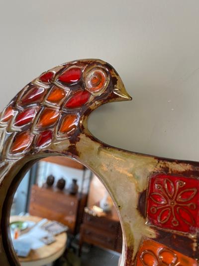 Henri Siffre Ceramic Mirror by Henri Siffre France 1970s