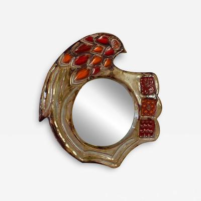 Henri Siffre Ceramic Mirror by Henri Siffre France 1970s