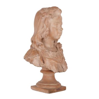 Henri Weigele Terracotta portrait bust of a girl by Henri Weigele