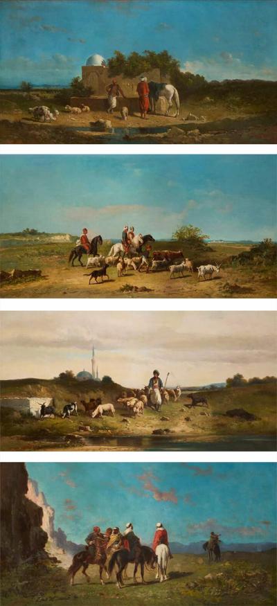 Henri van Wijk Set of four Orientalist landscape paintings by van Wijk