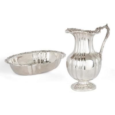 Henrik August Lang Early Russian silver ewer and basin set by Lang