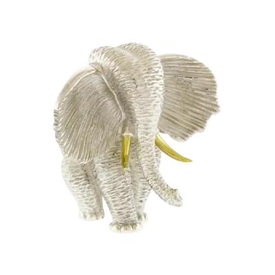Henry Dunay HENRY DUNAY STERLING SILVER AFRICAN ELEPHANT BROOCH WITH 18 KARAT GOLD TUSKS