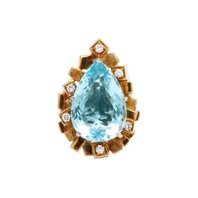 Henry Dunay Henry Dunay Aquamarine and Diamond Gold Ring