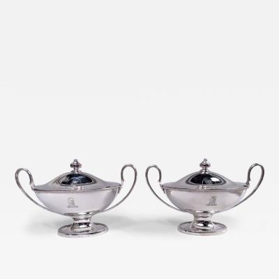 Henry F Greene English Georgian Neoclassical Sterling Silver Sauce Tureens 1782