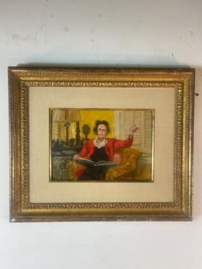 Henry Koehler PORTRAIT OF WOMAN WITH BOOK PAINTING BY HENRY KOEHLER