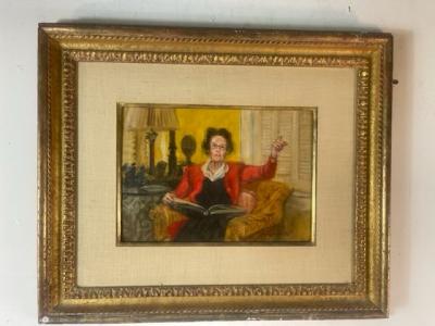 Henry Koehler PORTRAIT OF WOMAN WITH BOOK PAINTING BY HENRY KOEHLER