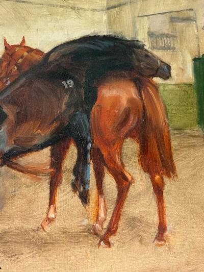 Henry Koehler TITLED THE TEASER COOLMORE HORSE STUDDING PAINTING BY HENRY KOEHLER