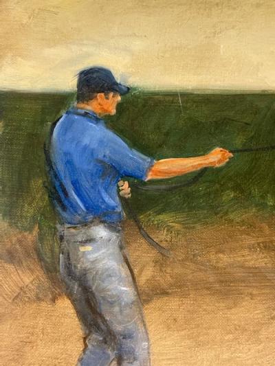 Henry Koehler TITLED THE TEASER COOLMORE HORSE STUDDING PAINTING BY HENRY KOEHLER