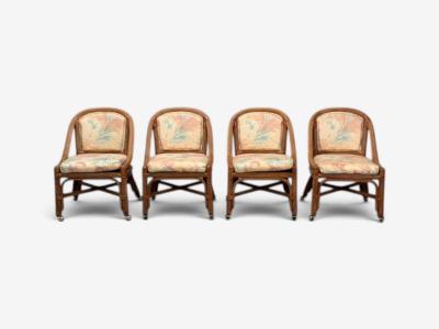 Henry Link Dining Table and Four Chairs Bamboo Fabric Philippines 1980s