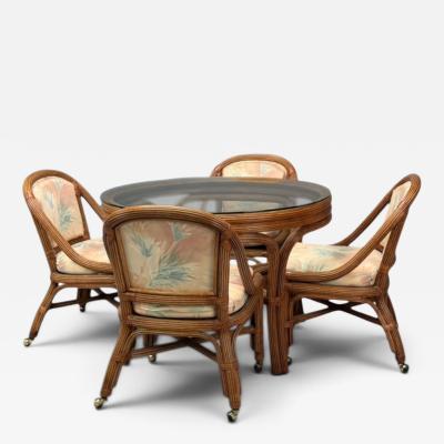 Henry Link Dining Table and Four Chairs Bamboo Fabric Philippines 1980s