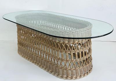 Henry Link Henry Link Lexington Wicker Glass Coffee Table Side Table Set