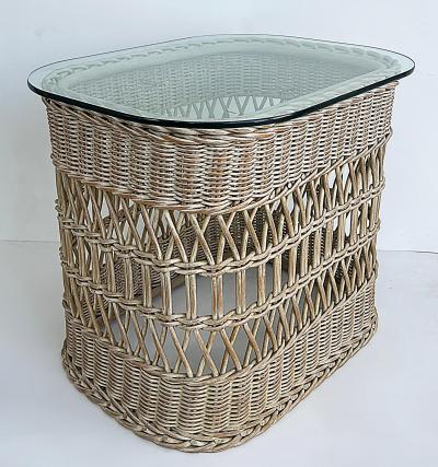 Henry Link Henry Link Lexington Wicker Glass Coffee Table Side Table Set