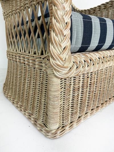 Henry Link Henry Link Rattan Lounge Chairs Ottomans New Sunbrella Upholstery 2 pairs