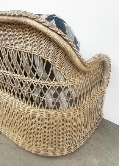 Henry Link Henry Link Rattan Sofa with New Sunbrella Upholstery and Cushions