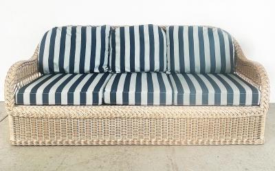 Henry Link Henry Link Rattan Sofa with New Sunbrella Upholstery and Cushions